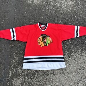 Vintage Authentic Pro Player NHL Chicago Blackhawks Red Sewn Hockey Jersey Sz XL